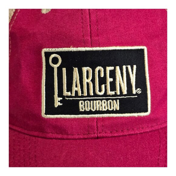 Larceny Bourbon Liquor Adjustable Baseball Cap Trucker Hat Red Tan - Picture 2 of 8